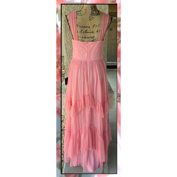 Lulus Pink Mesh Off-the-Shoulder Stunning Personality Maxi Dress Size XL